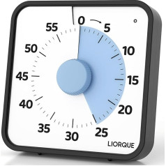 LIORQUE 19 cm Visual Timer 60 Minute Countdown Timer with Large Screen for Children and Adults Quiet Timer for Kitchen School Office Battery Included