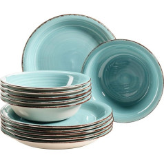 Mäser Plate Set for 6 People with a Modern Vintage Look 12-Piece Dinner Set Hand-Painted