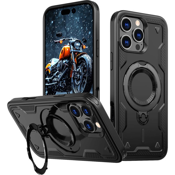 Trendy MagSafe iPhone 16 Pro Max Hybrid Armor apvalks - melns