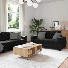 2-teiliges Sofa-Set schwarzer Samt Couch Sofa Bed Entspannen Plaudern für Wohnzimmer Lesen
