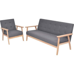 Gecheer 274924 Sofa Set 2-Piece Fabric Dark Grey Modern Couch Upholstered Sofa for Living Room Bedroom Playroom