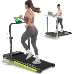 Walking Pad with 10% Incline 3.0 HP Quiet Folding Treadmill for Home with Magnetic Remote Control, Treadmill Desk with LED Display and Retractable Riser, 12 HIIT, Up to 136 kg