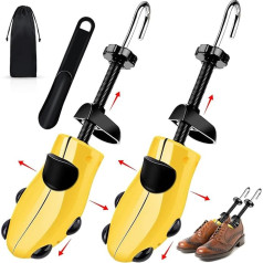 Men's Shoe Stretcher, Pack of 2 Shoe Stretchers, Adjustable Shoe Stretcher, Shoe Expander, Size Shoe Tree + Shoe Horn for Leather Shoes, Sports Shoes, Yellow