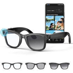 Mingtawn AI Smart Glasses 4K HD Camera, 270mAh 800W Anti-shake Camera Glasses with Video Recording, Dual Microphone, Simultaneous Translation/GPT Lens Identification, (Photochromic Lenses)