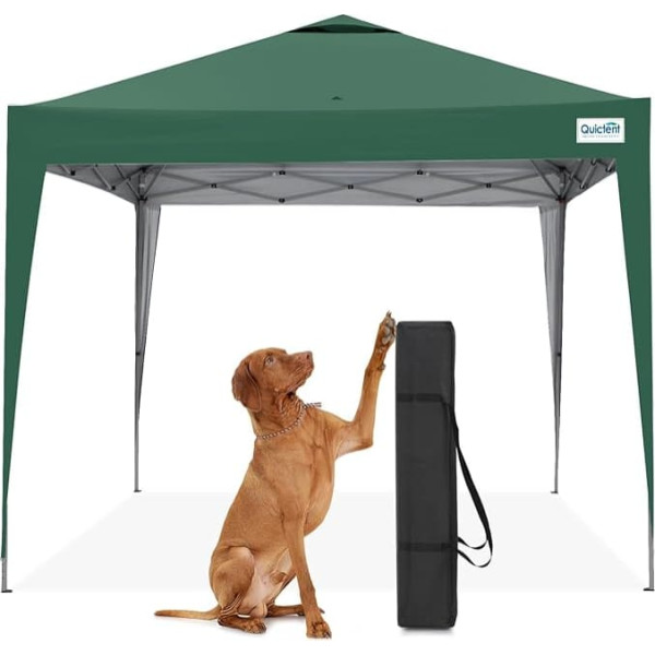 Quictent Gazebo 3 x 3 m Waterproof Folding Gazebo Stable Winterproof Pop-Up Click System UV Protection 50+ Garden Tent, Party Tent, Marquee, Green