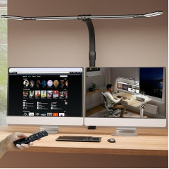 GAEFURY Desk Lamp LED Dimmable, 24 W 106 cm Desk Lamp Clampable with Adjustable 4 Segment Light Strip, 1800 LM Eye Protection Daylight Lamp Desk with Remote Control, Table Lamp