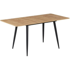 Vicco Beaver Dining Table Goldkraft Oak/Black, 120 x 80 cm Extendable for Flexible Use as Dining or Work Table