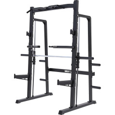 GORILLA SPORTS Half Rack Smith Machine with Pull-Up Bar, Guided Barbell, for 50 mm Weight Plates, up to 300 kg Multipress, Squat Rack, Power Cage, Fitness Station