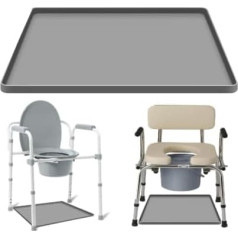 60x60cm Silicone Waterproof Anti Slip Toilet Chair Protector Mat Black (Grey)