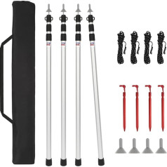 Zeltstangen Aluminiumlegierung Höhenverstellbar, Stabil & Wetterfestes Zeltgestänge für Camping, Trekking & Outdoor, Universell für Zelt, Tarp, Sonnensegel, Plane & Wetterschutz