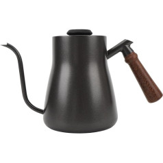 850ml Handbrau Kaffeekanne mit Thermometer, Edelstahl Langschlank Ausguss, Holzgriff Gooseneck - Präzise Temperaturkontrolle, Ergonomisches Design, Für Zuhause und Reise
