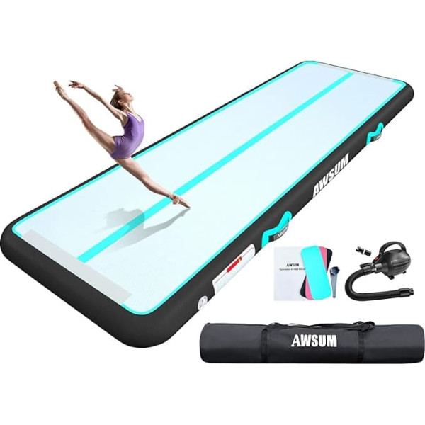 AWSUM Inflatable Gymnastics Mat Tumbling Mats with Carry Bag Training Mat Fitness Mat Air Mat Fitness Gym Mat with Pump for Home