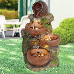 Amur indoor fountain, garden fountain, ornamental fountain, bird bath with LED light, 230V waterfall, water feature for garden, garden pond, patio, pond, balcony, very decorative.