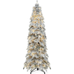 YITAHOME 229 cm Artificial Christmas Tree with Snow, with Remote Control, 800 Tips, 11 Light Modes and 350 LED Lights, Metal Stand and Integrated Lighting