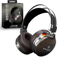 audio pirates Over-Ear Headphones, Real Wood Headphones, Top HiFi Sound, Headphones with Case, 3 m Cable + 1.5 m Cable Including Microphone & 3.5 mm and 6.3 mm Adapter - HiFi Headphones