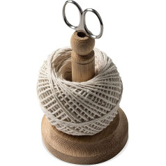 Muldale Traditional Thread Holder with Natural Cotton Cord and Stainless Steel Scissors Thread Cutter Kitchen Cord for Meat Wood String Gardening Gift Made in England