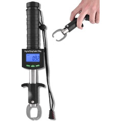 3 in 1 Digital Fish Gripper Scale, 25kg/55lb Fish Lip Grab Grabber with 1M Tape Measure Portable Fishing Handling for Fishing
