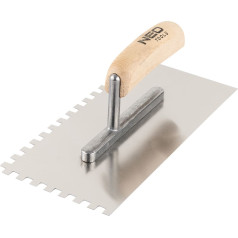 Neo Tools Zobaina lāpstiņa, 270 x 128 mm, zobs 6 x 6 x 6 mm, koka rokturis
